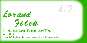 lorand filep business card
